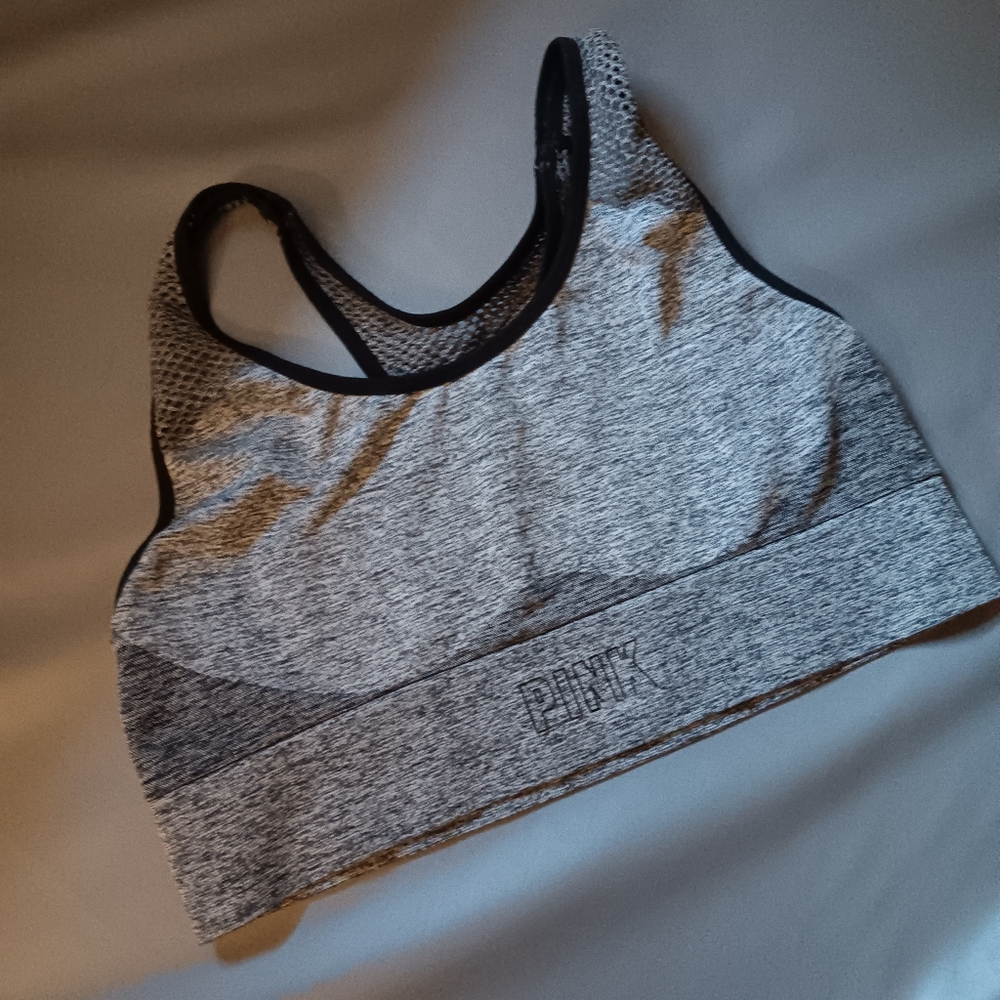 PINK Gray Sports Bra M